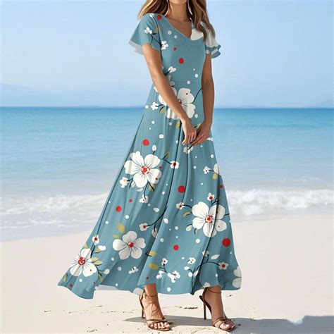 GXIPO Short Sleeve Floral Dresses for Women Elegant Empire Waist ...