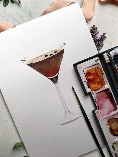 Espresso Martini Poster Cocktails Drink Home Watercolour Watercolor A4 ...