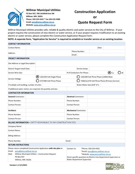 Forms for Willmar Public Utilities | Willmar Municipal Utilities