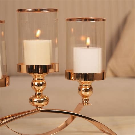 Grand Arch Triple-Stem Candlestick Centerpiece with Polished Gold Fini ...