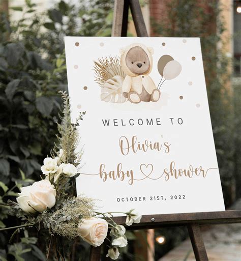 Teddy Bear Baby Shower Sign Welcome Sign Boho Baby Shower - Etsy