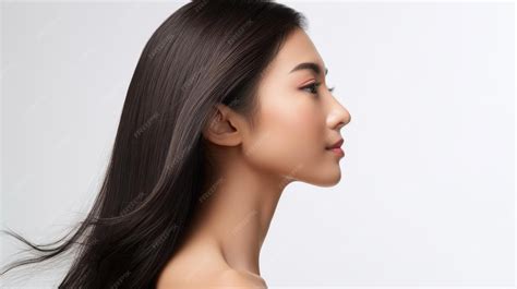 Premium Photo | Closeup side profile portrait of beautiful asian woman ...