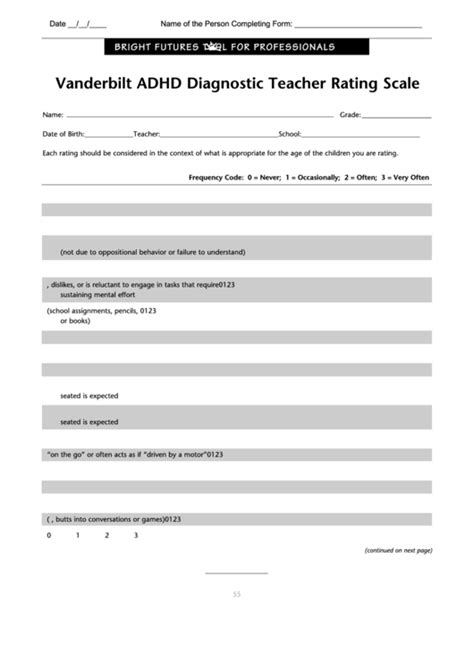 Vanderbilt Adhd Diagnostic Teacher Rating Scale printable pdf download