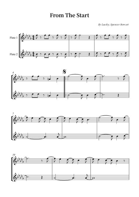 From The Start (arr. Wesley S. SIlva) by Laufey Sheet Music for Flute Duet at Sheet Music Direct