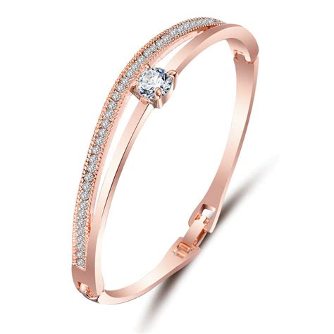 Buy Shining Diva Fashion Stylish 18k Rose Gold Plated Crystal Bangle ...