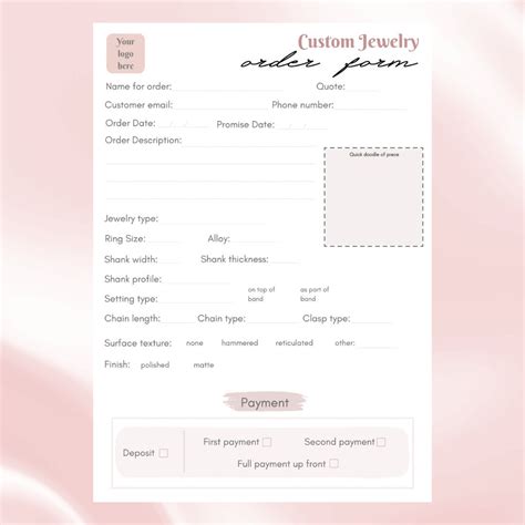 Buy Order Form Template for Custom Jewelry Business Online in India - Etsy