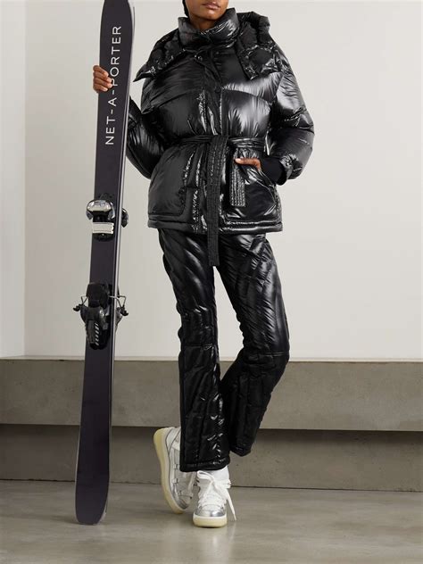PERFECT MOMENT Maya hooded belted quilted glossed-shell down ski jacket ...