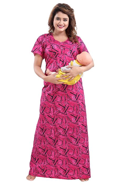 Buy Dzinary Geometric Print TM Feeding Maternity Nighty Women's ...