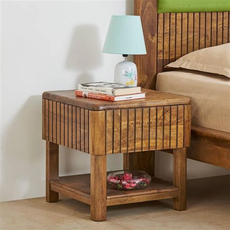 Buy Olivia Mango Wood Bed Side Table - Brown from Home Centre at just ...
