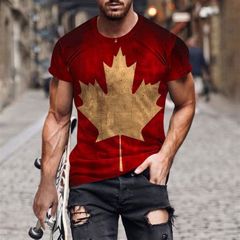 cllios Canada Day Shirts for Men Vintage Maple Leaf Graphic Tees ...