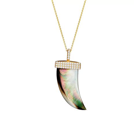 Athra NJ Inc Sterling Silver Mother-Of-Pearl & Cubic Zirconia Horn Necklace