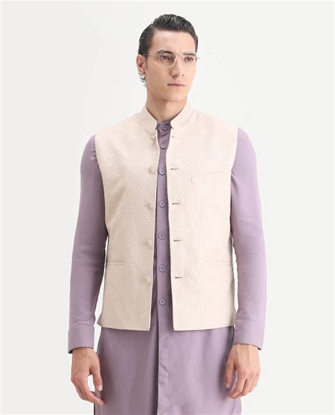 Rare Rabbit Men's Lasmos-B1 Beige Viscose Embroidered Regular Fit Slee