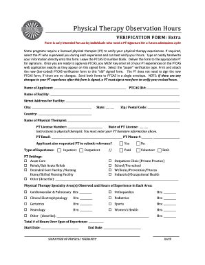 PTCAS Verification Form Extra - Blank Fillable Template | Fill Out ...