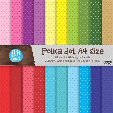 SVM CRAFT® Scrapbook Paper- A4 Size Polka dot Print 20 Design, 20 A4 ...