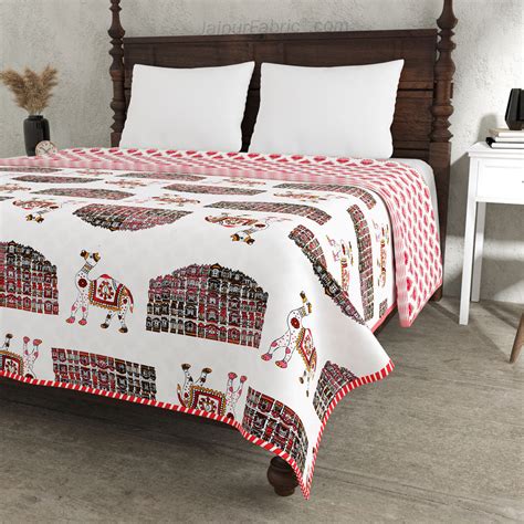 Hawa Mahal Pink Pure Cotton Reversible Single / Double Bed AC Quilt Do ...