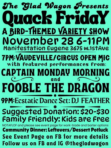 Quack Friday: a Glad Wagon Wing-Dinger, Eugene, Oregon, 28 November ...