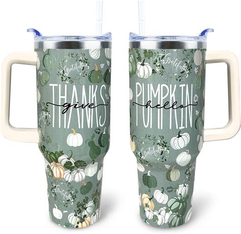 Fall Tumbler 40 oz Tumbler with Handle and Straw Lid Leak Proof - Welcome Home Pumpkin Coffee ...