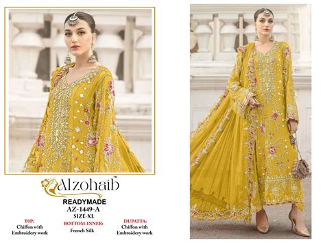Alzohaib Az 1449 A To D Readymade Chiffon With Work Pakistani Suits