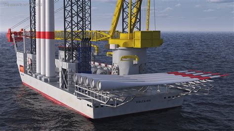 3D Voltaire Installation Vessel with Wind Turbine Equipment | 3D Molier ...