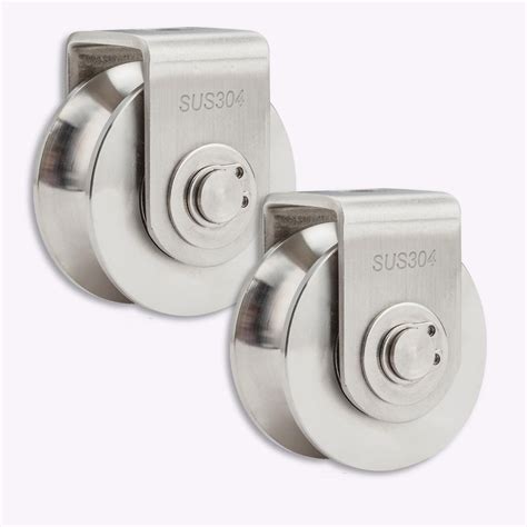 Buy 2-Pack 2" Stainless Steel V-Groove Pulley Wheel, Heavy Duty Caster ...