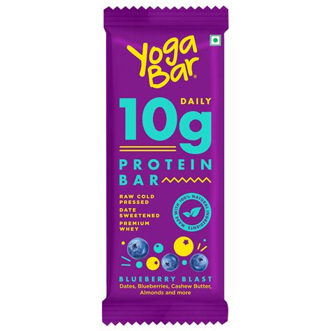 Buy Yoga Bar Blueberry Blast Flavour 10 gm Protein Bar, 50 gm | 19 ...