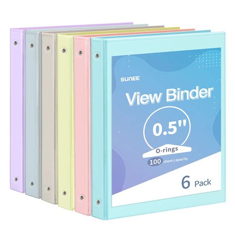 Snapklik.com : SUNEE 3 Ring Binder 1/2 Inch 6 Pack, Clear View Binder ...