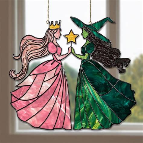 Era Gift Elphaba And Glinda Acrylic Suncatcher, Oz Witches Ornament ...