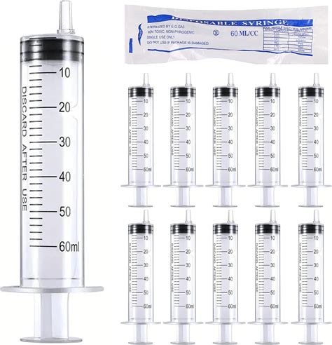 Amazon.com: 10 Pack 60 ml Plastic Syringe Liquid Measuring Syringe ...