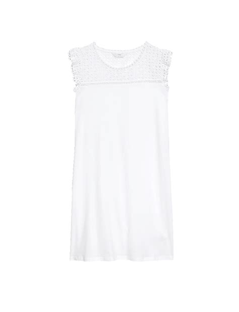 Buy Cotton Modal Broderie Nightdress at Marks & Spencer