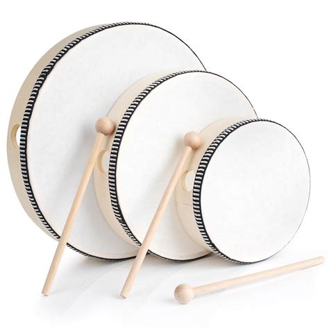 Kapmore Percussion Drums for All: 3 Wood Frame Hand Drums with 3 ...