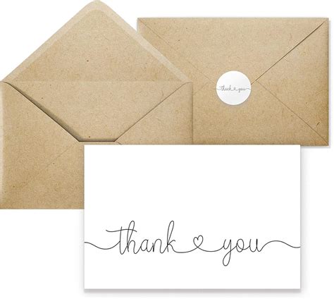 Buy Thank You Cards with Kraft Envelopes and Stickers, Bulk Pack of 20 ...
