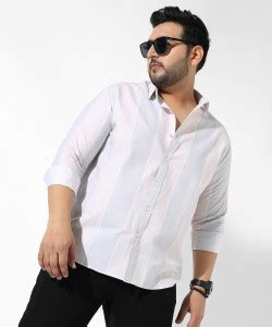 Instafab Plus Men Solid Casual White Shirt - Buy Instafab Plus Men ...
