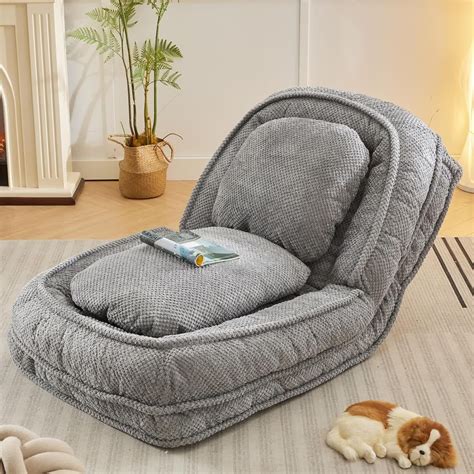 Floor Chair with Back Support, Folding Sofa Chair with 5 Adjustable ...