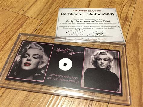 Marilyn Monroe Memorabilia - Piece Of Her Dress - framed display w/ COA ...