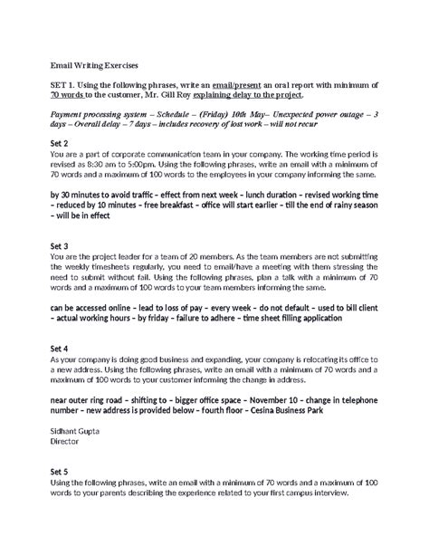 Communication Tests Worksheet - Email Writing Exercises SET 1. Using ...