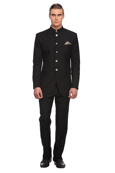 Buy LUXURAZI Men's Slim Fit Bandhgala Suit (531s-black-46_Black_46) at ...