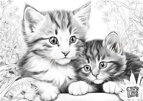Realistic Kitten Coloring Realistic Kitten Coloring Page