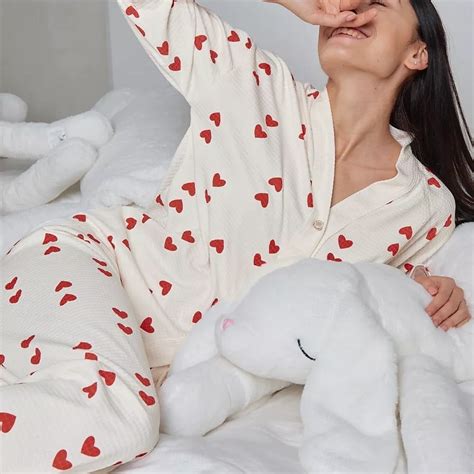 Women's Valentine Pajama Set Heart Casual Comfort Home Daily Comfort ...