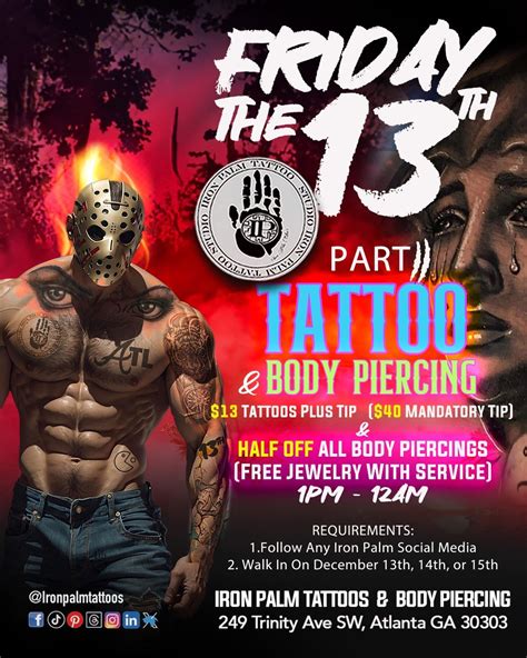 $13 TATTOOS! Friday The 13th December 2024 Part II, Iron Palm Tattoos ...