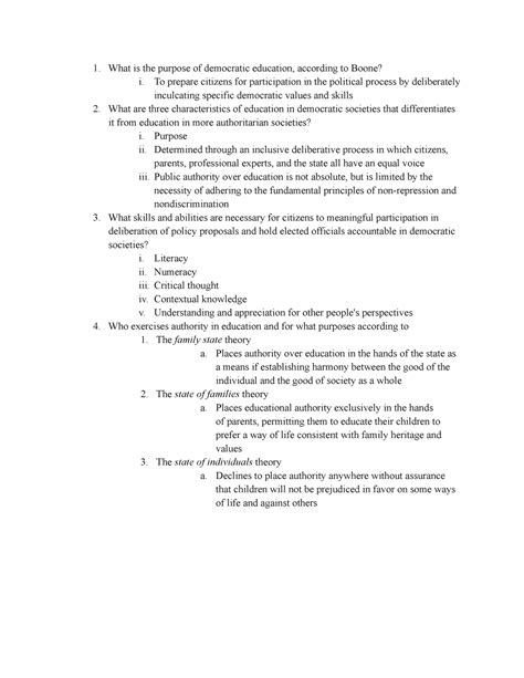Poli Sci Study Guide 4 - What is the purpose of democratic education ...