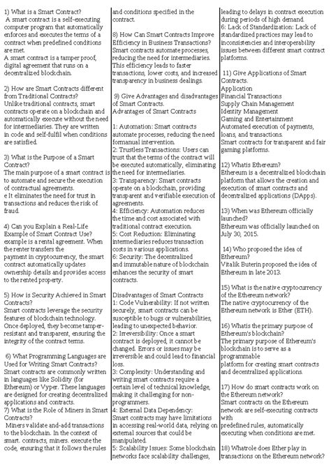 Tmp - Imp question - What is a Smart Contract? A smart contract is a ...