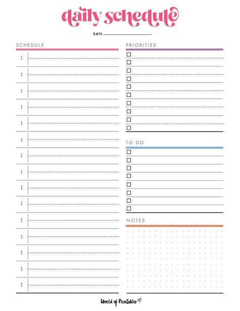 Free Printable Time Schedule 的图像结果