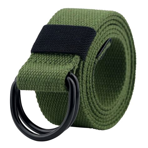 Buy maikun Canvas Belt Men with Black Double D-ring Buckle Web Military ...