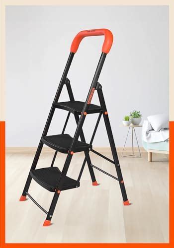 Bathla Advance Carbon - 3 Step Foldable Aluminium Ladder for Home with ...