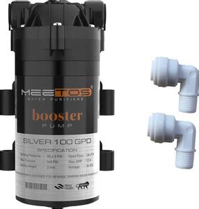 MEETOS RO Booster Pump Silver 100 GPD Compatible with All RO Systems, 2 ...