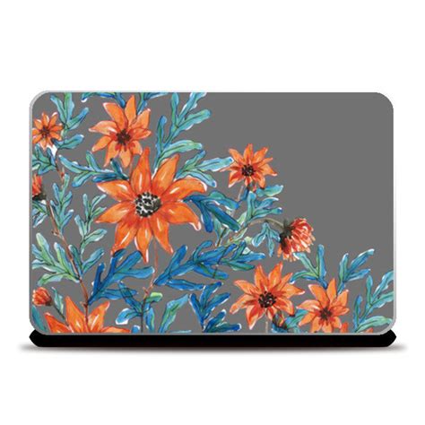 Orange Wildflowers Hand Painted Design Laptop Skins – PosterGully