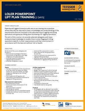 Fillable Online nofenergy co Loler powerpoint lift plan training 2 days ...