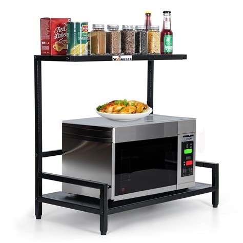 WINSTAR 2-Tier L-Shaped Metal Microwave Stand | Microwave & OTG Rack ...