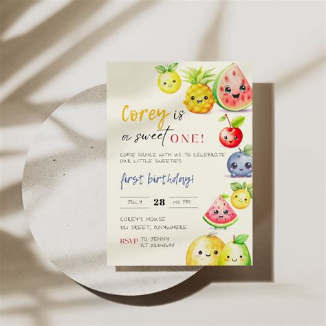 Dancing fruit birthday invitation dancing fruit vegetables party ...
