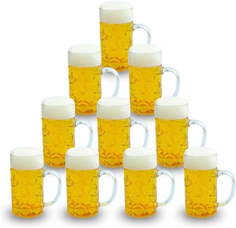 Amazon.com | Beer Mug, Plastic Beer Mugs With Handles, 8 oz Dimpled ...